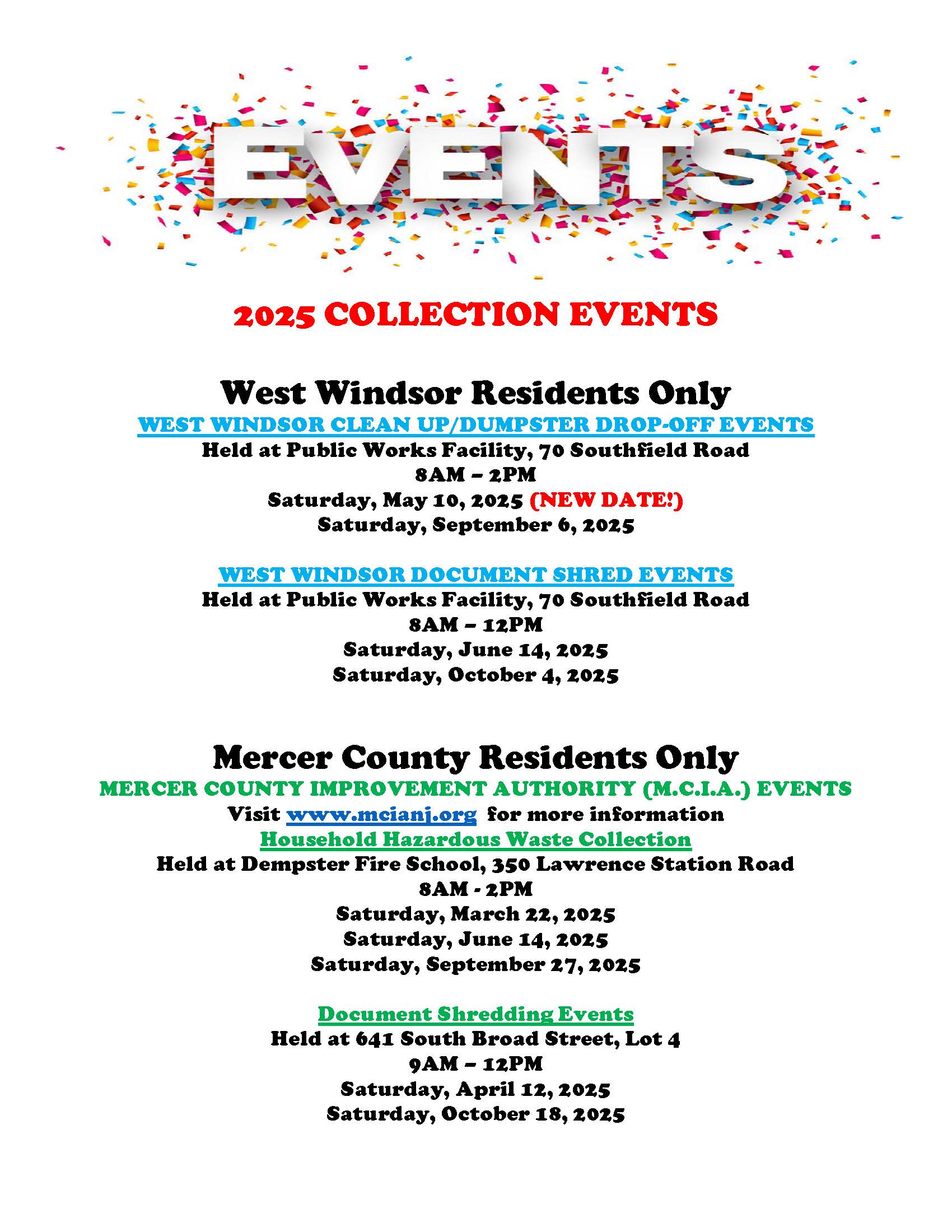 Collection Events 2025